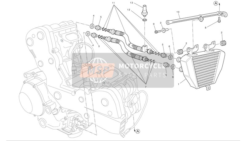 Ducati SUPERBIKE 1198 SP Eu 2011 Enfriador de aceite para un 2011 Ducati SUPERBIKE 1198 SP Eu