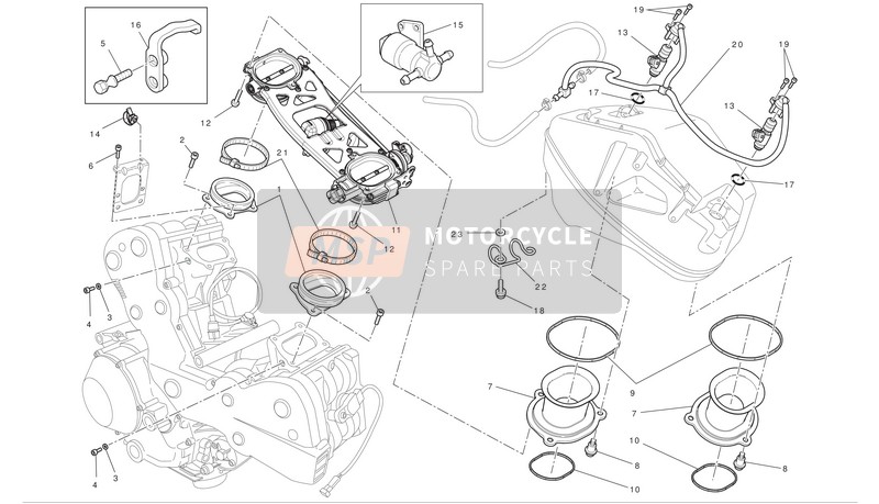 Ducati SUPERBIKE 1198 SP Eu 2011 Gasklephuis voor een 2011 Ducati SUPERBIKE 1198 SP Eu