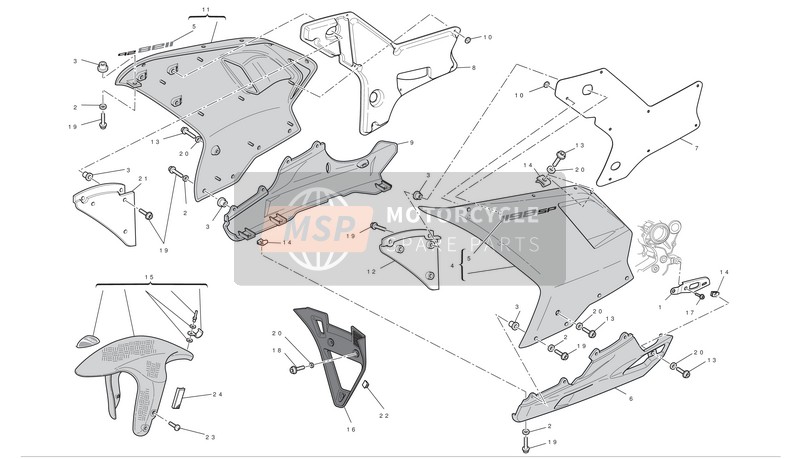 Ducati SUPERBIKE 1198 SP Usa 2011 Carénage pour un 2011 Ducati SUPERBIKE 1198 SP Usa