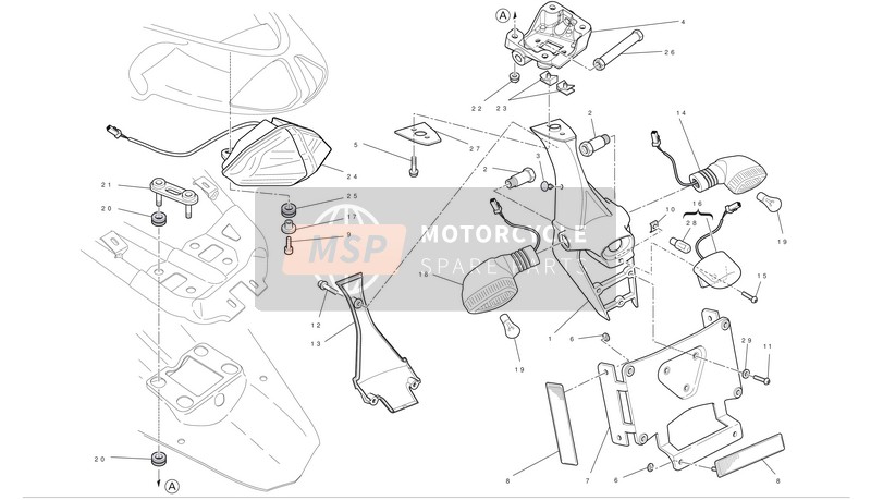 Ducati SUPERBIKE 1198 SP Usa 2011 Support de plaque d'immatriculation pour un 2011 Ducati SUPERBIKE 1198 SP Usa