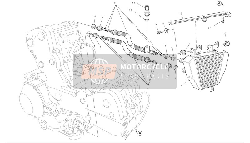 Ducati SUPERBIKE 1198 SP Usa 2011 Enfriador de aceite para un 2011 Ducati SUPERBIKE 1198 SP Usa