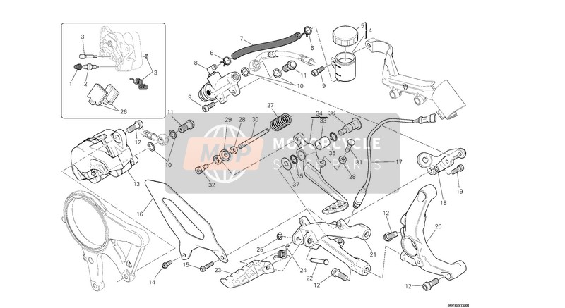 61140414A, Rear Brake Caliper, Ducati, 1