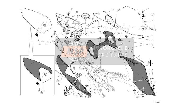 48211671AW, Seitendeckel, Rechts, Ducati, 0