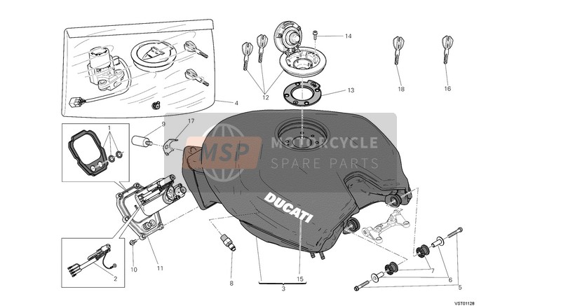 59821431B, Locks Kit, Ducati, 1