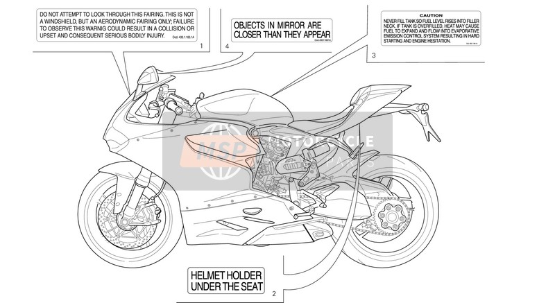 Ducati SUPERBIKE 1199 PANIGALE ABS USA 2014 Plaques de positionnement pour un 2014 Ducati SUPERBIKE 1199 PANIGALE ABS USA