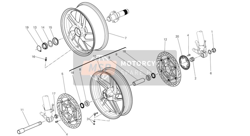 Ducati SUPERBIKE 1199 PANIGALE ABS USA 2014 Voorkant & Achterwiels voor een 2014 Ducati SUPERBIKE 1199 PANIGALE ABS USA