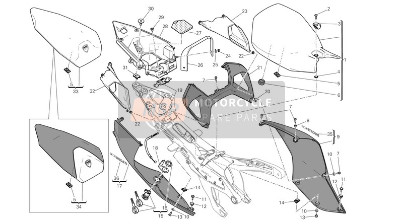 Ducati SUPERBIKE 1199 PANIGALE ABS USA 2014 Asiento para un 2014 Ducati SUPERBIKE 1199 PANIGALE ABS USA