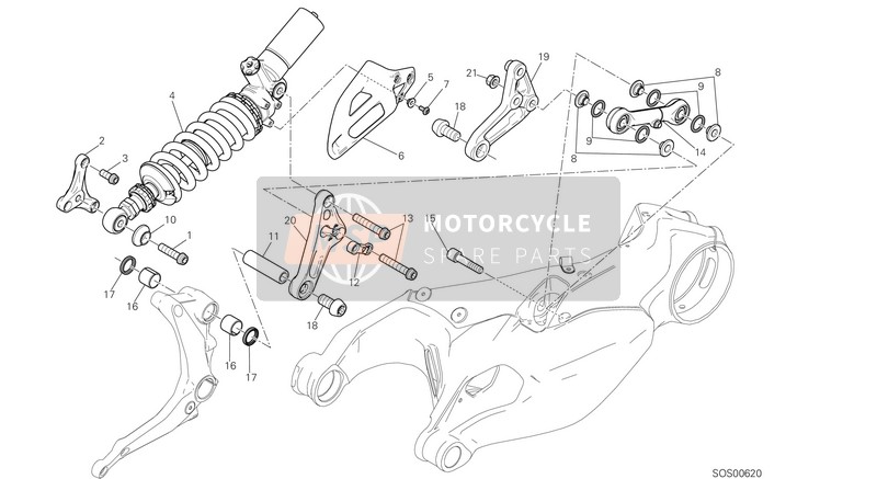 37211161BA, Hinterer Kipphebel Link, Ducati, 1