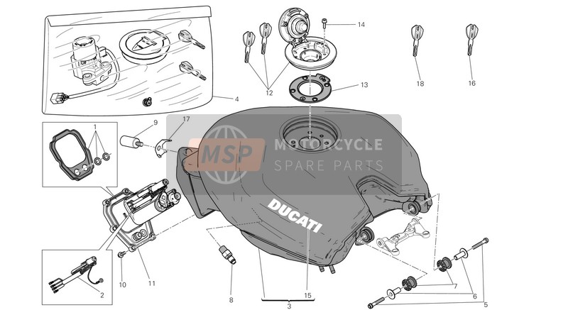 Ducati SUPERBIKE 1199 PANIGALE ABS USA 2014 Tank for a 2014 Ducati SUPERBIKE 1199 PANIGALE ABS USA