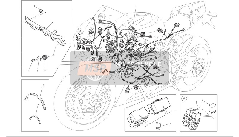 Ducati SUPERBIKE 1199 PANIGALE Eu 2012 Elektrisch Systeem voor een 2012 Ducati SUPERBIKE 1199 PANIGALE Eu