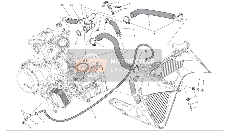 Ducati SUPERBIKE 1199 PANIGALE Eu 2012 KÜHLMITTELSYSTEM für ein 2012 Ducati SUPERBIKE 1199 PANIGALE Eu