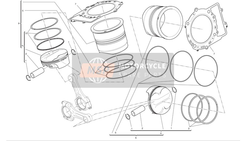 Ducati SUPERBIKE 1199 PANIGALE S Eu 2012 Zylinder - Kolben für ein 2012 Ducati SUPERBIKE 1199 PANIGALE S Eu