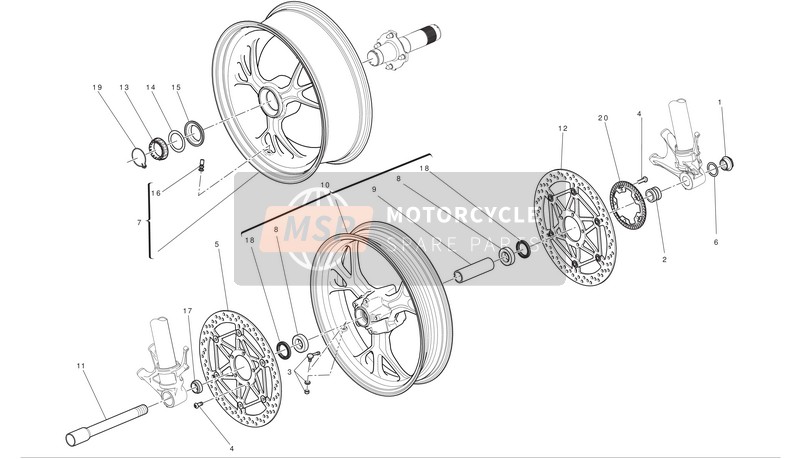 Ducati SUPERBIKE 1199 PANIGALE S Eu 2012 Front And Rear Wheels for a 2012 Ducati SUPERBIKE 1199 PANIGALE S Eu