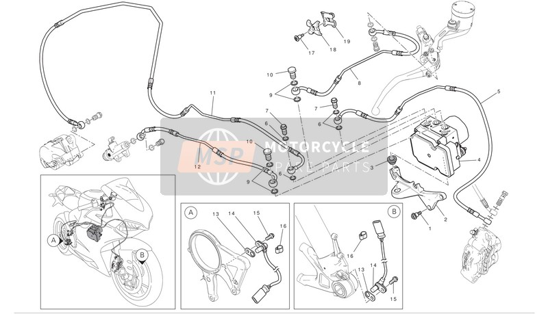 Ducati SUPERBIKE 1199 PANIGALE S TRICOLORE ABS Eu 2012 ABS Bremsanlage für ein 2012 Ducati SUPERBIKE 1199 PANIGALE S TRICOLORE ABS Eu