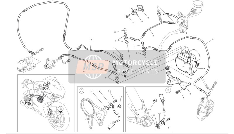 Ducati SUPERBIKE 1199 PANIGALE S TRICOLORE ABS Usa 2012 Anti-Sistema para romper cerraduras (abs) para un 2012 Ducati SUPERBIKE 1199 PANIGALE S TRICOLORE ABS Usa