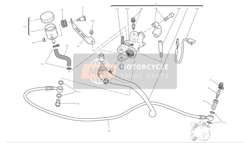 Ducati SUPERBIKE 1199 PANIGALE S Usa 2012 Koppelingsbediening voor een 2012 Ducati SUPERBIKE 1199 PANIGALE S Usa