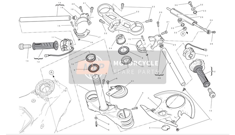 Ducati SUPERBIKE 1199 PANIGALE S Usa 2012 Manubrio - Shock-Assorbitore per un 2012 Ducati SUPERBIKE 1199 PANIGALE S Usa