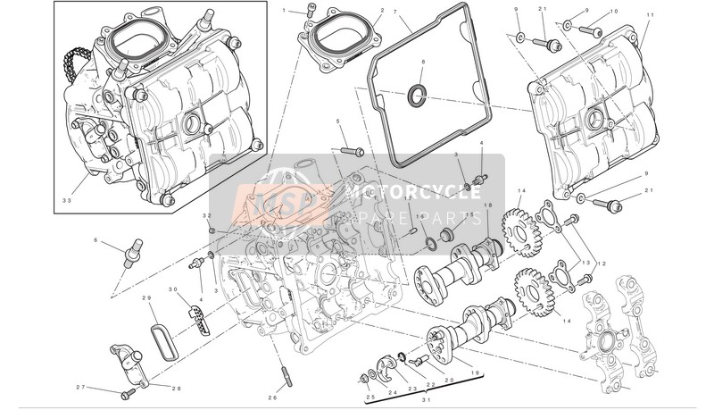 Ducati SUPERBIKE 1199 PANIGALE S Usa 2012 Horizontale cilinderkop - Timing voor een 2012 Ducati SUPERBIKE 1199 PANIGALE S Usa