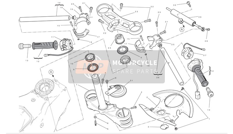 Ducati SUPERBIKE 1199 PANIGALE Usa 2012 Manubrio - Shock-Assorbitore per un 2012 Ducati SUPERBIKE 1199 PANIGALE Usa