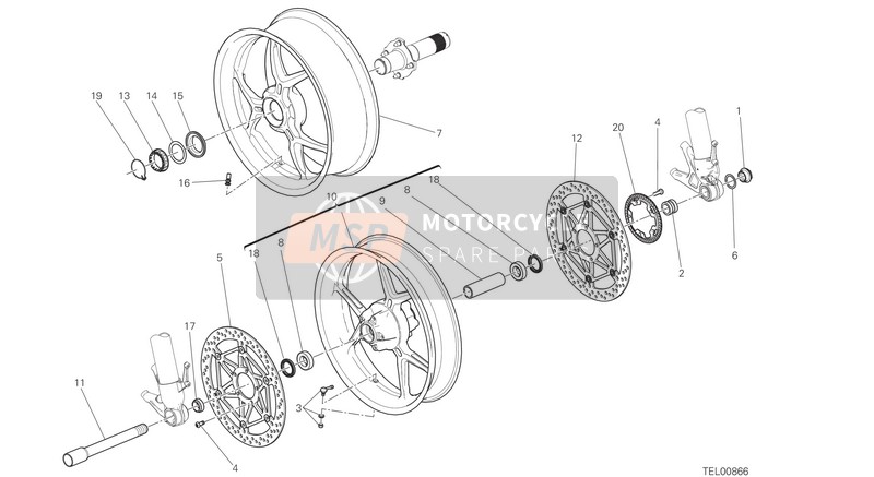 Ducati SUPERBIKE 1299 ABS EU 2015 Vorder- und Hinterrad für ein 2015 Ducati SUPERBIKE 1299 ABS EU