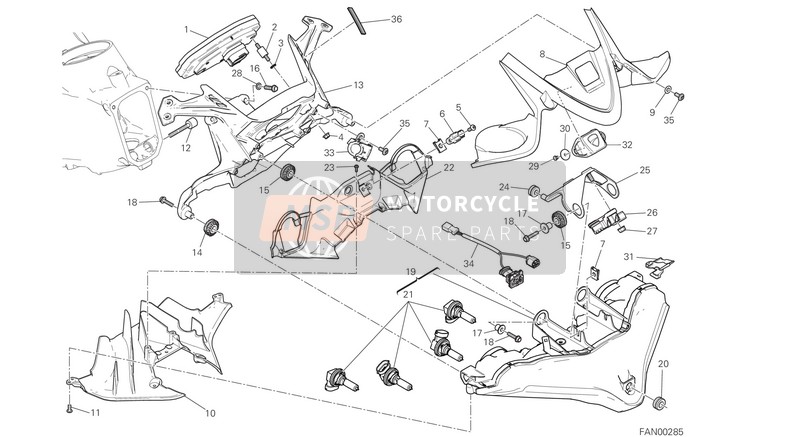 Ducati SUPERBIKE 1299 ABS EU 2016 Lumière De face E Tableau de bord pour un 2016 Ducati SUPERBIKE 1299 ABS EU