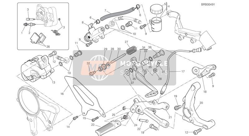 Ducati SUPERBIKE 1299 ABS EU 2017 Rear Brake for a 2017 Ducati SUPERBIKE 1299 ABS EU