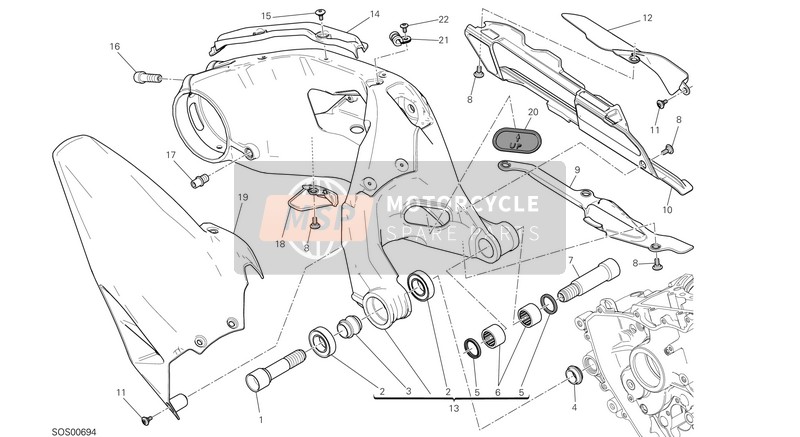 Ducati SUPERBIKE 1299 ABS USA 2015 Oscilación trasera para un 2015 Ducati SUPERBIKE 1299 ABS USA