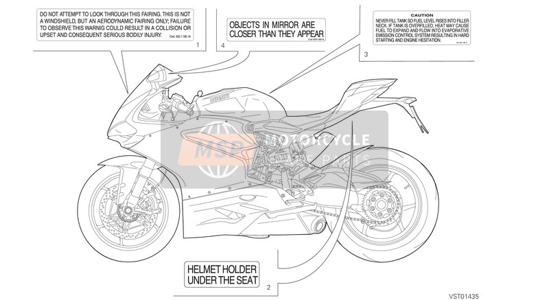 Ducati SUPERBIKE 1299 ABS USA 2015 Plaques de positionnement pour un 2015 Ducati SUPERBIKE 1299 ABS USA