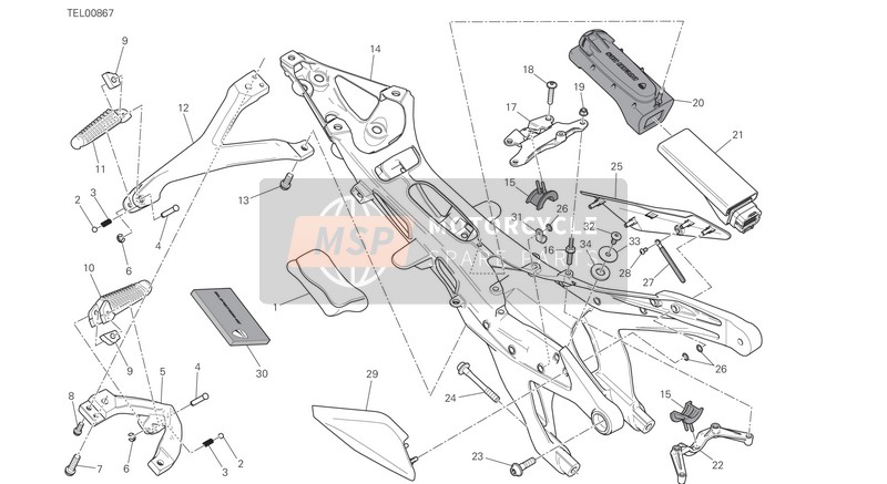 Ducati SUPERBIKE 1299 ABS USA 2015 Compartiment de cadre arrière pour un 2015 Ducati SUPERBIKE 1299 ABS USA