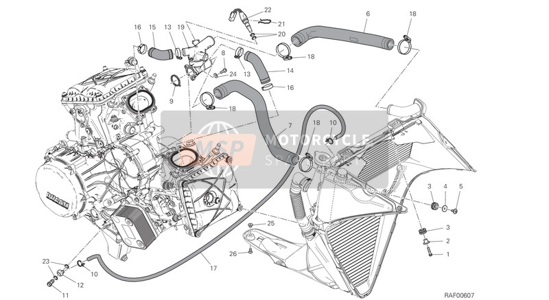 Ducati SUPERBIKE 1299 R FINAL EDITION 2018 Koelsysteem voor een 2018 Ducati SUPERBIKE 1299 R FINAL EDITION