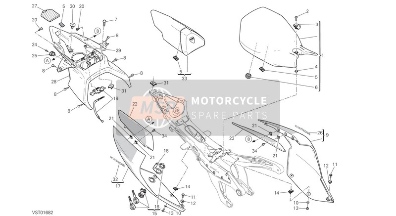 48212101AB, Rechte Seitenabdeckung, Ducati, 0