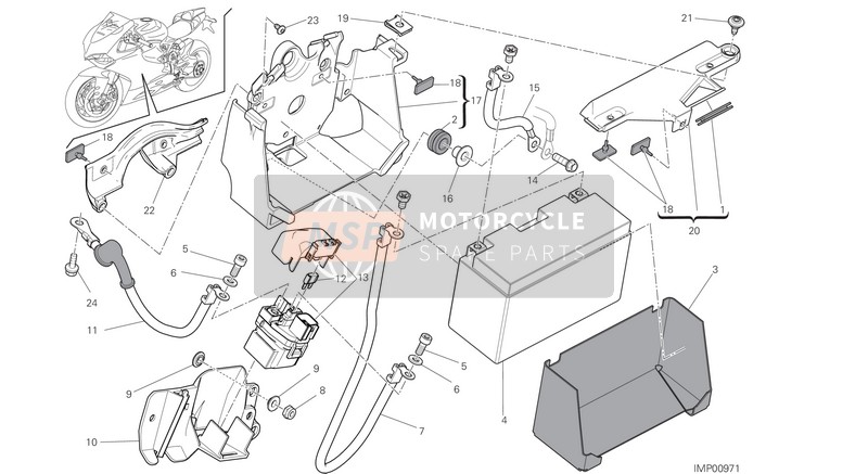 Ducati SUPERBIKE 1299 S 90TH ANNIVERSARY USA 2017 Battery Holder for a 2017 Ducati SUPERBIKE 1299 S 90TH ANNIVERSARY USA