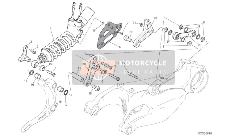 Ducati SUPERBIKE 1299 S 90TH ANNIVERSARY USA 2017 Suspension arrière pour un 2017 Ducati SUPERBIKE 1299 S 90TH ANNIVERSARY USA