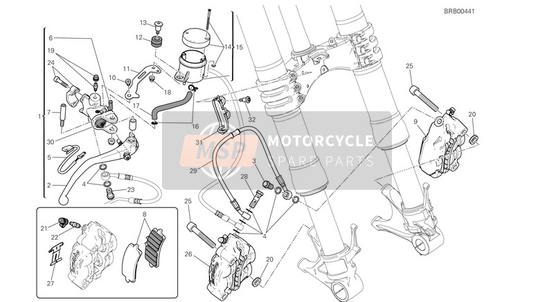 Ducati SUPERBIKE 1299 S ABS EU 2015 Voor rem voor een 2015 Ducati SUPERBIKE 1299 S ABS EU