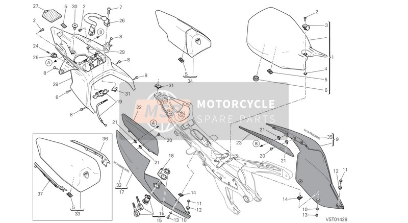 Ducati SUPERBIKE 1299 S ABS EU 2015 Asiento para un 2015 Ducati SUPERBIKE 1299 S ABS EU