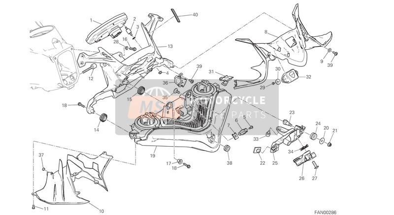 Ducati SUPERBIKE 1299 S ABS EU 2016 Lumière De face E Tableau de bord pour un 2016 Ducati SUPERBIKE 1299 S ABS EU