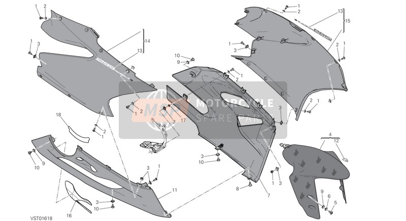 Ducati SUPERBIKE 1299 S ABS EU 2017 Carénage pour un 2017 Ducati SUPERBIKE 1299 S ABS EU