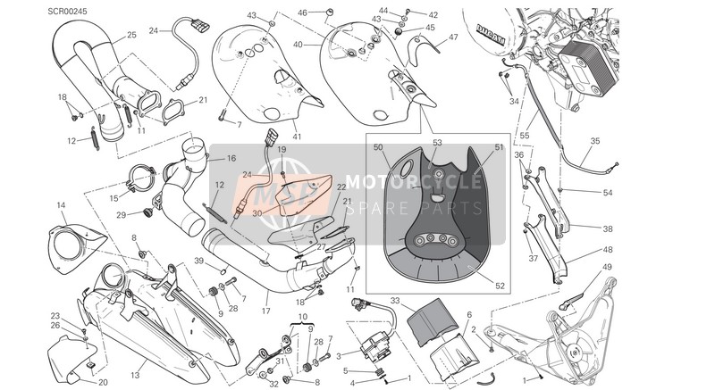 Ducati SUPERBIKE 1299 S ABS EU 2017 Gruppo di scarico per un 2017 Ducati SUPERBIKE 1299 S ABS EU