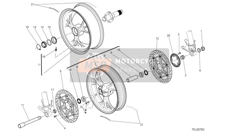 Ducati SUPERBIKE 1299 S ABS EU 2017 Davanti & Ruota posteriores per un 2017 Ducati SUPERBIKE 1299 S ABS EU