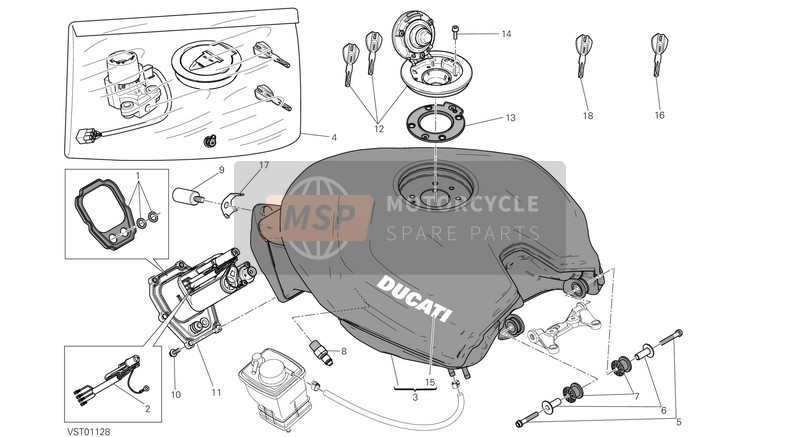 Ducati SUPERBIKE 1299 S ABS USA 2015 Tanque para un 2015 Ducati SUPERBIKE 1299 S ABS USA