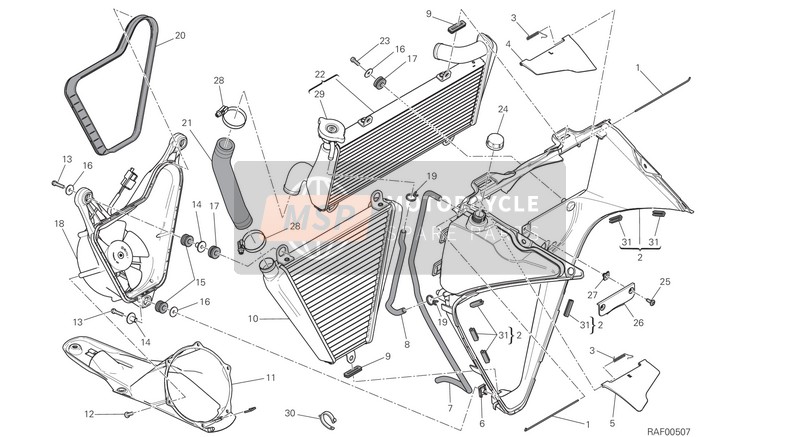 Ducati SUPERBIKE 1299 S ABS USA 2016 Wasserkühler für ein 2016 Ducati SUPERBIKE 1299 S ABS USA