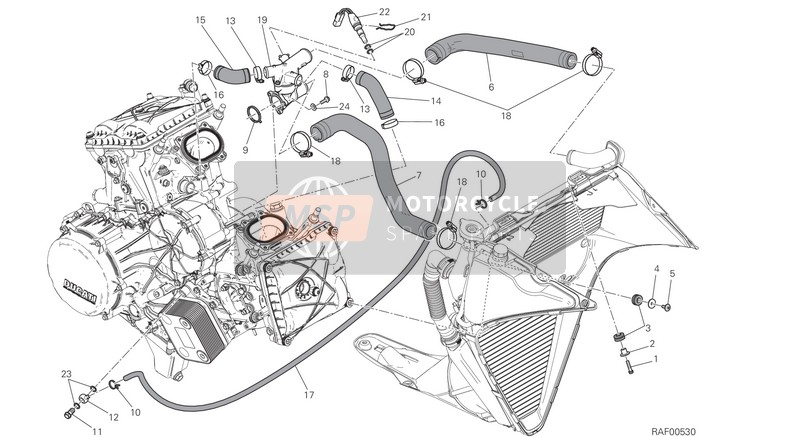 Ducati SUPERBIKE 1299 S ABS USA 2017 KÜHLMITTELSYSTEM für ein 2017 Ducati SUPERBIKE 1299 S ABS USA