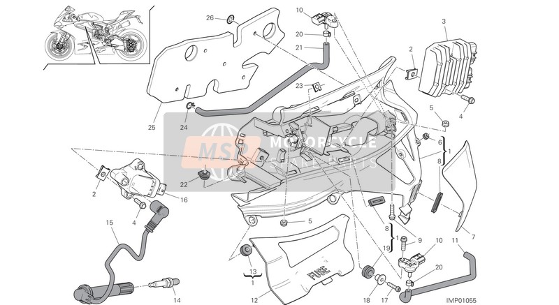 Ducati SUPERBIKE 1299R FINAL EDITION USA 2018 Elektrisch Schema links voor een 2018 Ducati SUPERBIKE 1299R FINAL EDITION USA