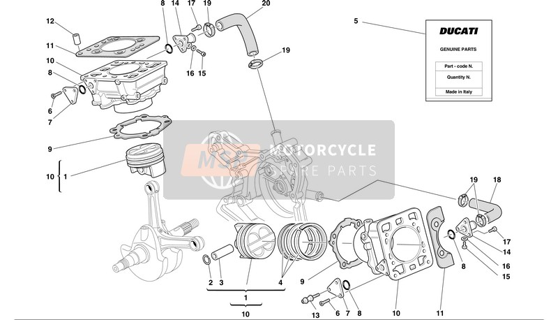 Ducati SUPERBIKE 748 BIP-MON Eu 2002 Cilindros - Pistones para un 2002 Ducati SUPERBIKE 748 BIP-MON Eu