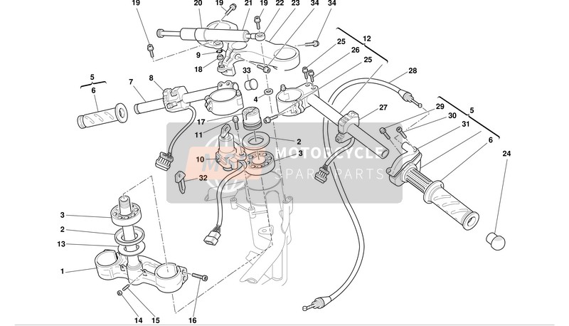 Ducati SUPERBIKE 748 BIP-MON Eu 2003 Half-Handlebars - Shock-Absorber for a 2003 Ducati SUPERBIKE 748 BIP-MON Eu