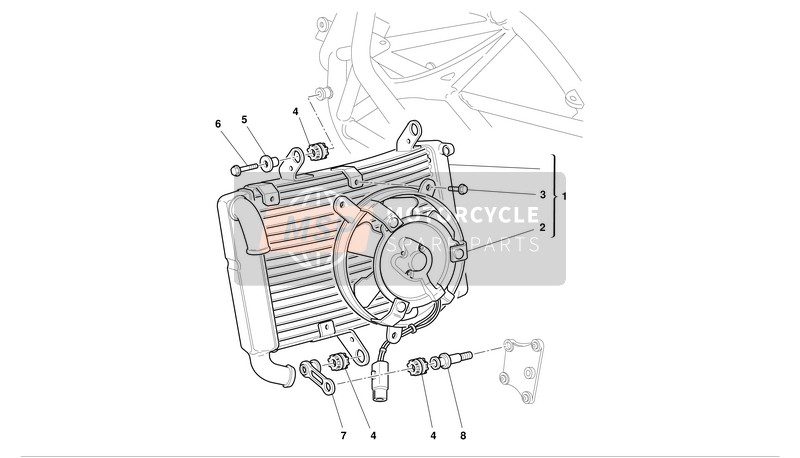 Ducati SUPERBIKE 748 BIP-MON Eu 2003 Radiatore dell'acqua per un 2003 Ducati SUPERBIKE 748 BIP-MON Eu