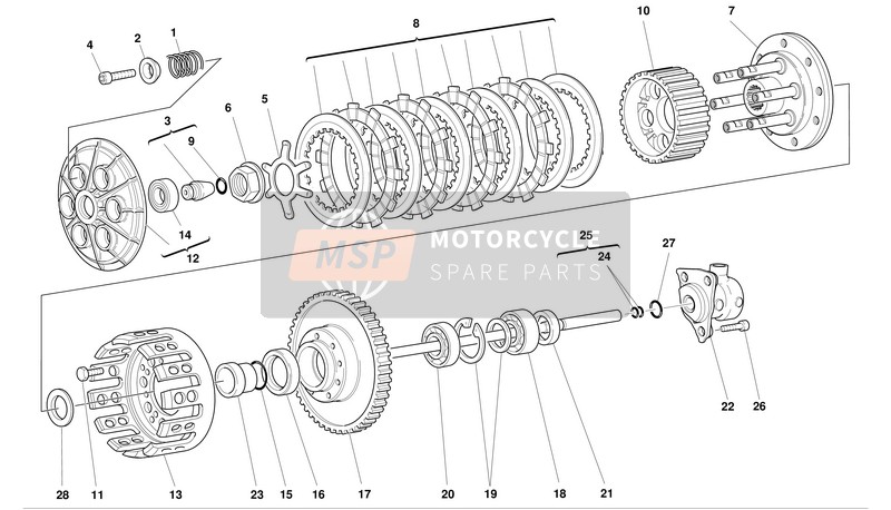 Ducati SUPERBIKE 748R Eu 2002 Koppeling voor een 2002 Ducati SUPERBIKE 748R Eu