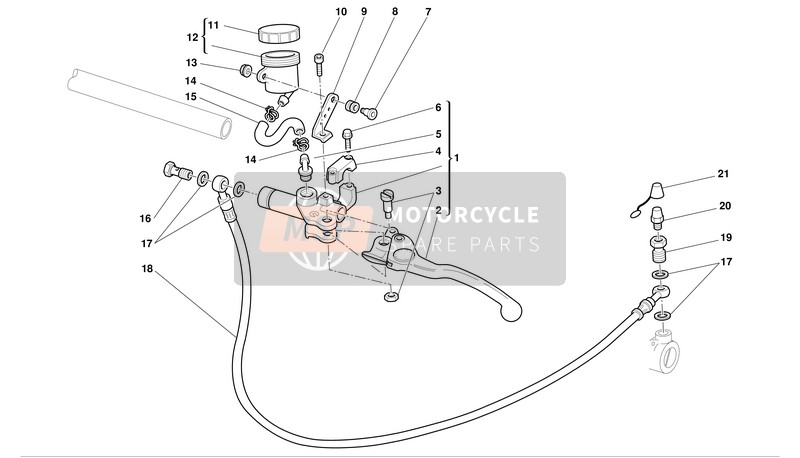 Ducati SUPERBIKE 748R Eu 2002 Koppelingsbediening voor een 2002 Ducati SUPERBIKE 748R Eu