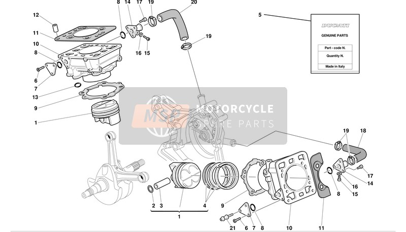 Ducati SUPERBIKE 748R Usa 2002 Cilinders - Zuigers voor een 2002 Ducati SUPERBIKE 748R Usa