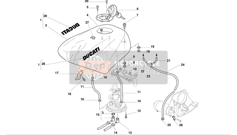 Ducati SUPERBIKE 748R Usa 2002 Depósito de combustible para un 2002 Ducati SUPERBIKE 748R Usa